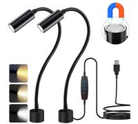 2x Lampe de travail Led magnétique Lampe magnétique USB à col de cygne : 3 couleurs,10 niveaux de luminosité,360° flexible Pour atelier,tour,réparation