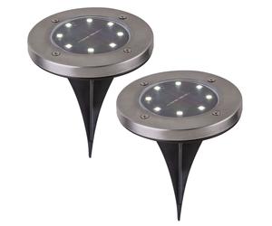2x lampe d'extérieur solaire spot lampe en acier inoxydable étanche chemin EXTÉRIEUR éclairage jardin terrasse pelouse allée sol pique lampadaire