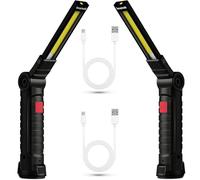 2x Lampe Lampe de Travail LED Rechargeable, Baladeuse Magnétique COB, Torche USB Puissante 5 Modes, Éclairage d'Inspection Auto, Lampe de Camping 360° avec Base Aimantée, Atelier/Garage/Urgence