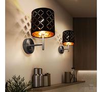 2x Lampe Murale Luminaires Muraux or Noir Tissu Spot la Vie Chambre Design