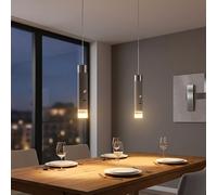 2x Lampe Pendante LED Globo Beige, Éclairage Tactile, H 120 cm