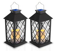 2x Lampe solaire de jardin lanterne LED sur pied LIRIO 2 IP44 suspendue lanternette LUMILED