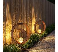 2x Lampe Solaire Encastrable Verre Crackle Globo Éclairage Jardin IP44