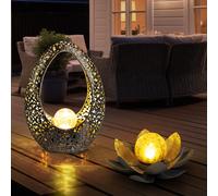 Lampe solaire fleur de lotus décoration de jardin LED lampe d'extérieur lampe de jardin décoration solaire, verre cassé métal, lot de 2