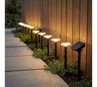 2x Lampe Solaire LED Extérieure Câble Lichterkette Jardin Noir Capteur