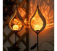 Lampe solaire Flamme jardin Bâton solaire pour extérieur Décoration de jardin solaire pour extérieur, avec piquet de terre et effet lumineux, 1x LED blanc chaud, H 90 cm, lot de 2
