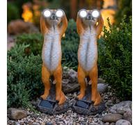 2x Lampe Solaire LED Suricate Extérieur Capteur de Luminosité Marron Hauteur