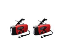 2X Lampes de Poche à LED à Manivelle Alimentée par Dynamo Radio AM/FM/NOAA Lampe de Poche à LED de Secours D'Urgence Alimentation de Secours