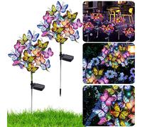 2x Lampes solaires pour jardin extérieur, 70cm Lampes solaires extérieures Led Lampes solaires de jardin Lumière papillon pour pelouse Balcon Terrasse Fête Mariage Décoration