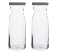 2x LAV Couvercle Gris 700ml Fonte Carafe en Verres Eau Vin Bouteille Ensemble
