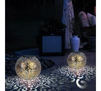 2x LED Boule Solaire Jardin Lampe D'Extérieur Pointe Balcon Tissage Sphériques
