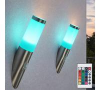 2x LED Design Extérieur Lampe Mur Route Lampe RGB Télécommande Inox Dimmable