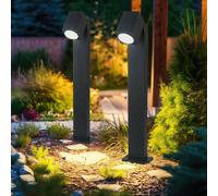 2x LED Extérieur Aluminium Embase Lumières Jardin Éclairage sur Pied Lampes Spot