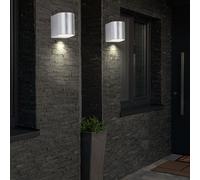 2x LED Extérieur Mur Luminaire Aluminium Brossé Balcon Jardin Éclairage Bas