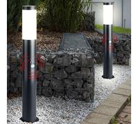 2x LED Extérieur sur Pied Lumières Gris Terrasse Mouvement Jardin Inox Lampes