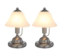 2x LED lampe de table Touch lampe de chevet albâtre verre lampe de table chambre à coucher,lampe nickel mat, 1x LED 4W 470Lm blanc chaud dimmable, DxH 17x27 cm, 2er Set