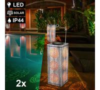 2x LED Solaire Extérieur Lampes Debout Parc Balcon Suspensions argentées