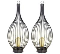 2x LED Solaire Lampe d'Extérieur Suspendue Cage de Cour de Terrasse Design FILAMENT Lampadaire