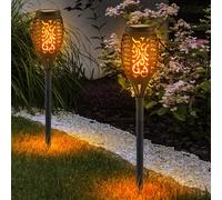 2X LED Solaire Projecteurs Effet Feu Décor Jardin Lampes