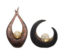 2x LED Solar Lampes d'extérieur bronze verre sphère jardin chemin sol lune croissant lampes debout noir marron