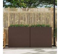 2x Lits Surélevés de Jardin et 4 Pots Résine Tressée Marron Jardinière vidaXL