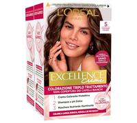 2x L'Oréal Paris Excellence Crèmes Coloration Permanente 5 Châtain Clair Triple Traitement - 2 Teintes