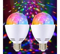 2x Lumière de fête LED E27 3W RGB LED boule disco lumière ampoule disco rotative à 360° lampe disco pour douille E27 ampoule décoration de fête pour fête d'anniversaire fête de mariage Halloween Noël
