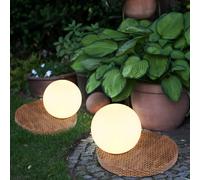 2x Lumières Solaires Lampes de Jardin Table LED Boule Batterie IP44 Rotin