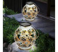2x Lumières Solaires Lampes Luminaire de Jardin Lanternes Photophore LED
