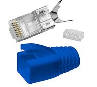 2X Lumonic 10x Connecteur réseau RJ45 Bleu I avec décharge de Traction, Aide à l'insertion & Protection Anti-pli I Fiche à sertir pour câbles réseau LAN CAT5, CAT6 et CAT7