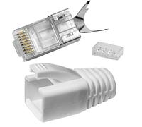 2X Lumonic 10x Connecteur réseau RJ45 mâle Blanc I avec décharge de Traction, Aide à l'insertion & Protection Anti-pli I Fiche à sertir pour câble réseau LAN CAT5, CAT6 et CAT7