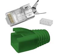 2X Lumonic 10x Connecteur réseau RJ45 Vert I avec décharge de Traction, Aide à l'insertion & Protection Anti-pli I Fiche à sertir pour câbles réseau LAN CAT5, CAT6 et CAT7