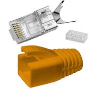 2X Lumonic 10x fiche réseau RJ45 Orange I avec décharge de Traction, Aide à l'insertion & Protection Anti-pli I Fiche à sertir pour câbles réseau LAN CAT5, CAT6 et CAT7