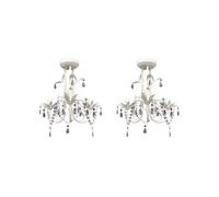 4x Lustres Suspendus à Cristaux Plafonnier Luminaire Eclairage Salon vidaXL
