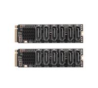 2X M.2 MKEY PCI-e Riser Card NVME para SATA3.0 PCIE SATA 6Gpbsx6-Port Expansion ASM1166