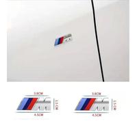 2x ---M BMW Aile Latérale Sport Performance Logo ABS Emblème Badge Chrome Argent 45mm x 15mm