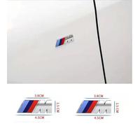2x ///M BMW Aile Latérale Sport Performance Logo Emblème Badge Chrome Argent 45mm x 15mm