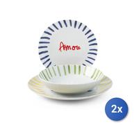 2X Maison Amour Service De Table 18 Pièces Coupe, Cm.27