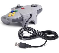 2X Manette De Jeu 64 N64 Usb Classique Gamepad Joystick Pour Windows Pc Mac (Noir/Gris 2 Pack)