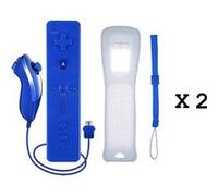 2x Manette Nunchunk Qumox Remote étui en silicone bleu foncée compatible avec Nintendo Wii /Wii U/WII mini -QUMOX® Bleu G