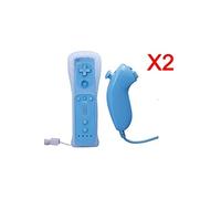 Manette Qumox 2x Manette Nunchunk Remote étui en silicone bleu claire compatible avec Nintendo Wii /Wii U/WII mini -QUMOX