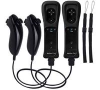 2x Manette Wii compatible avec Nintendo Wii, Wii U comprenant 2 télécommandes Wii, un détecteur de mouvement intégré et 2 Nunchuck