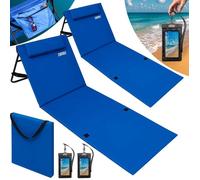 Detex® 2X Tapis de Plage Bleu 158x56cm transat rembourré avec Dossier Pliable natte de Plage transportable extérieur
