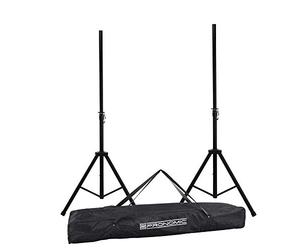 2X McGrey SPS-1 Pieds d'Enceinte en Acier - Pieds en Acier - Construction Robuste - Réglable d'environ 130 à 193 cm - Capacité Max. 50 kg - Poids : 3,3 kg - Housse Incluse - Noir