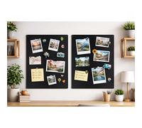 2x Metal Tableau Magnétique Mural Noir 80x50 cm, Plaque Aimanté, Acier Inoxydable, Cuisine, Bureau, Chambre D'enfant, pour Lettres Magnétiques, Chiffres, Notes, Photos