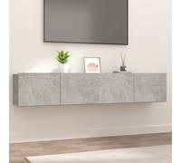 2x Meubles TV Gris Béton 80x30x30 cm Bois d'Ingénierie Divertissement vidaXL