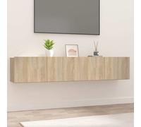 2x Meubles TV Gris Béton 80x30x30 cm Bois d'Ingénierie Divertissement vidaXL