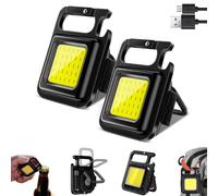 2x Mini Lampe de Poche Porte-clés LED COB, Rechargeable, Magnétique avec USB, Poche Ètanche avec Quatre Modes d'éclairage, Pour un Travail Multifonctionnel. Mini Lumière, Ouvre-boîte, Réparations