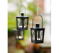 2x Mini lanterne métal + verre noir - Porte-bougie à chauffe-plat