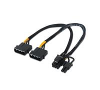 2X Molex to PCI-E Graphics Card Power Cable 0.2 m Black